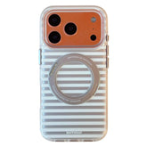 BAFFKKAF Frosted Stripes 360 Holder Airbag Double-Sided IMD Magnetic Phone Case, For iPhone 17 Pro Max, For iPhone 17 Pro, For iPhone 17, For iPhone 16 Pro Max, For iPhone 16 Pro