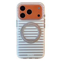 BAFFKKAF Frosted Stripes 360 Holder Airbag Double-Sided IMD Magnetic Phone Case, For iPhone 17 Pro Max, For iPhone 17 Pro, For iPhone 17, For iPhone 16 Pro Max, For iPhone 16 Pro
