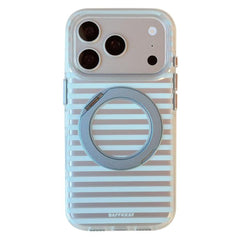 BAFFKKAF Frosted Stripes 360 Holder Airbag Double-Sided IMD Magnetic Phone Case, For iPhone 17 Pro Max, For iPhone 17 Pro, For iPhone 17, For iPhone 16 Pro Max, For iPhone 16 Pro