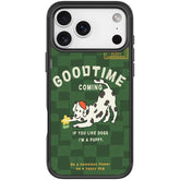 Adorable Flower Catching Dog Pattern Magnetic Phone Case, For iPhone 18 Pro / 17 Pro, For iPhone 18 Pro Max / 17 Pro Max, For iPhone 17