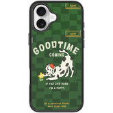 Adorable Flower Catching Dog Pattern Magnetic Phone Case, For iPhone 16 Plus, For iPhone 16, For iPhone 15 Pro Max