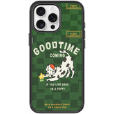 Adorable Flower Catching Dog Pattern Magnetic Phone Case, For iPhone 15 Pro
