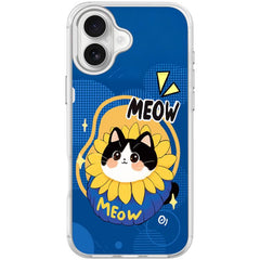 Adorable Little Blue Cat Pattern Magnetic Phone Case, For iPhone 16 Plus, For iPhone 16, For iPhone 15 Pro Max