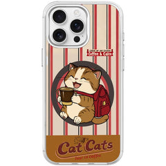 Adorable Coffee Cat Pattern Magnetic Phone Case, For iPhone 15 Pro Max, For iPhone 15 Pro
