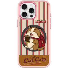 Adorable Coffee Cat Pattern Magnetic Phone Case, For iPhone 15 Pro Max, For iPhone 15 Pro