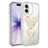 Flower Pattern IMD Glitter Magnetic Phone Case, For iPhone 17, For iPhone 16 Pro Max