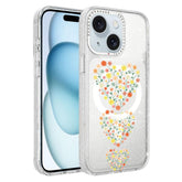 Flower Pattern IMD Glitter Magnetic Phone Case, For iPhone 15