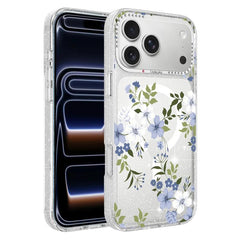 Flower Pattern IMD Glitter Magnetic Phone Case, For iPhone 18 Pro, For iPhone 18 Pro Max