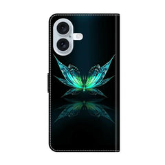 Crystal-Like Painted Vegan Leather Phone Case, For iPhone 16
