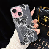 Sketch Butterflies Pattern IMD Glitter PC Hybrid TPU Phone Case, For iPhone 15, For iPhone 14 Plus, For iPhone 14, For iPhone 14 Pro