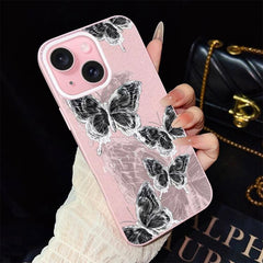 Sketch Butterflies Pattern IMD Glitter PC Hybrid TPU Phone Case, For iPhone 15, For iPhone 14 Plus, For iPhone 14, For iPhone 14 Pro