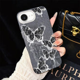 Sketch Butterflies Pattern IMD Glitter PC Hybrid TPU Phone Case, For iPhone 17e / 16e, For iPhone 17 Pro Max, For iPhone 17 Pro, For iPhone 17