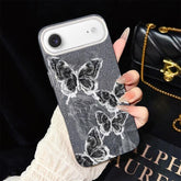 Sketch Butterflies Pattern IMD Glitter PC Hybrid TPU Phone Case, For iPhone Air, For iPhone 16 Pro Max, For iPhone 16 Pro, For iPhone 16 Plus