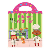 Children Early Education DIY Waterproof Reusable Stickers, Kitchen T19, Supermarket T20, Thanksgiving Turkey T21, Halloween Zombie T23, Valentine Day T24, Horizontal Animal T31, Horizontal Princess T32, Horizontal Dinosaur T33, Horizontal Ocean T34