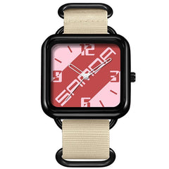SANDA 3261 Colorful Casual 5ATM Water-Resistant Student Quartz Watch, Nylon Beige, Nylon Black
