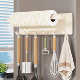 No-drill Magnetic Kitchen Paper Towel Storage Rack Holder with Hook