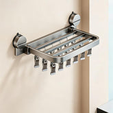 No-drill Vacuum Suction Cup Multi-Clip Folding Balcony Underwear Drying Rack, 18 Clips, 24 Clips, 30 Clips