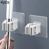 No-drill Suction Cup Bathroom Wall Mount Hook Mop Holder 4pcs, White 4pcs