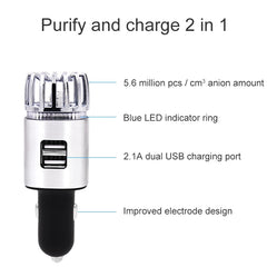2 in 1 Car Negative-ion Aromatherapy Air Purifier Humidifier + Dual USB Port Car Charger