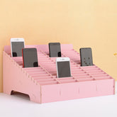 Wooden Multi-cell Mobile Phone Film Stand Desktop Display Rack, 60 Grids, Size: 41.7x34.5x23cm, 60 Grids, Pink, 60 Grids, Green, 60 Grids, Blue