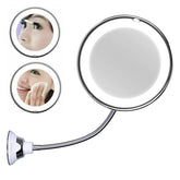 Suction Cup Type LED Lighted Makeup Mirror Flexible Wall Mounted Folding Mirror, LED Light Mirror