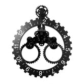 Home Simple European Style Triangular Mechanical Gears Wall Clock, Black, Silver
