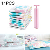 11 PCS Space Saving Sunflowers Pattern Vacuum Storage Bag, Thinken Quilts Clothing Vacuum Seal Storage Bag with a Hand Pump, Including: 3 PCS 80*100 cm,2 PCS 60*80 cm, 3 PCS 50*70 cm, 2 PCS 40*60 cm, 11 PCS Storage Bag