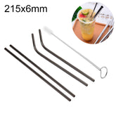 4pcs Reusable Stainless Steel Drinking Straw + Cleaner Brush Set Kit, 215*6mm, 215*6mm (Combination)
