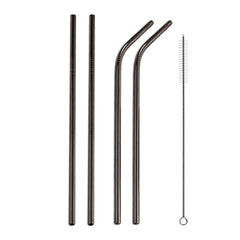 4pcs Reusable Stainless Steel Drinking Straw + Cleaner Brush Set Kit, 215*6mm, 215*6mm (Combination)