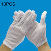 10 Pairs Anti-static Stripe Plastic Gloves, Sizeļ¼Free Size, Plastic Gloves