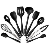 kn7050 10 in 1 Silicone Kitchen Tool Set, Black, Green, Blue, Red