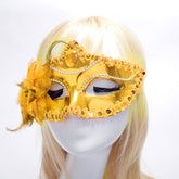 Halloween Masquerade Party Dance Plating Side Flower Feather Venice Princess Mask, Flower Feather