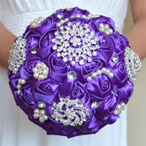 Wedding Holding Pearl Diamond Flowers Bridal Bouquet Accessories Bridesmaid Rhinestone Party Wedding Decoration Supplies, Diameter: 20cm, D453, D453 Milk White + White, D453 Milk White