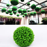 Artificial Green Eucalyptus Plant Ball Topiary Wedding Event Home Outdoor Decoration Hanging Ornament, Diameter: 15 inch, 15 inch
