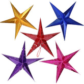30cm Diagonal (Full Extended) Christmas Decoration 3D Holographic Paper Pentagram, Random Color Delivery, 60cm