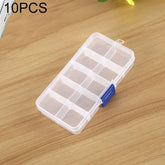 10 PCS Removable Grid Plastic Box Organizer for Jewelry Earring Fishing Hook Small Accessories, Size: Small, 10 Slots, 10 Slots (White+Blue), 10 Slots (Pink+Blue), 10 Slots (Orange + blue), 10 Slots (Purple+Blue), 10 Slots (White+Pink)