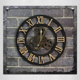 Originality American Industrial Style Wood Vintage Old Gear Wall Clock, Diameter: 50cm, Rome Number 50cm, Rome Number 50cm