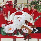 3 in 1 Christmas Decoration Round Face Style Cutlery Holders, Round Face Style