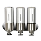 Triple Hotel Shower Manual Dispenser Wall Mounted Washing Liquid Shampoo Soap Bottle, Capacity: 1200ml, 1200ml/Silver, 1200ml/Transparent, 1200ml/White, 1200ml/Black, 1200ml/Gold, 1200ml/Red
