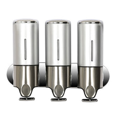 Triple Hotel Shower Manual Dispenser Wall Mounted Washing Liquid Shampoo Soap Bottle, Capacity: 1200ml, 1200ml/Silver, 1200ml/Transparent, 1200ml/White, 1200ml/Black, 1200ml/Gold, 1200ml/Red