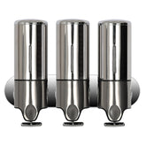 Triple Hotel Shower Manual Dispenser Wall Mounted Washing Liquid Shampoo Soap Bottle, Capacity: 1200ml, 1200ml/Stainless Steel