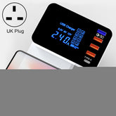 CDA33Q 40W QC 3.0 USB + 3 USB Ports + USB-C / Type-C Ports Multi-function Charger with LED Display, UK Plug, UK Plug