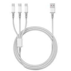 3A 3 in 1 USB to Type-C / 8 Pin / Micro USB Fast Charging Cable, Cable Length: 1.2m, White