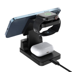 15W 4 in 1 Magnetic Clock Desktop Vertical Wireless Charger, 4 in 1