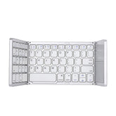 B033 Rechargeable 3-Folding 64 Keys Bluetooth Wireless Keyboard with Touchpad, 3-Folding 64 Keys with Touchpad White