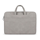 ST06S Waterproof PU Leather Zipper Hidden Portable Strap One-shoulder Handbag for 15.6 inch Laptops, with Magic Stick & Suitcase Belt, ST06S 15.6 inch Light Grey
