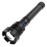 Long Style Micro USB Charging Outdoor Waterproof P90 + COB LED Flashlight, Support Power Display & Telescopic Focusing & 7-level Brightness Adjustment, P90