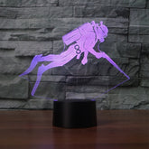 Diving Black Base Creative 3D LED Decorative Night Light, Powered by USB and Battery, Powered by USB and Battery