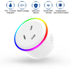 10A RGB Scene Light WiFi Remote Control Smart Socket Works with Alexa & Google Home & IFTTT, AC 100-240V, AU Plug, XS-A17