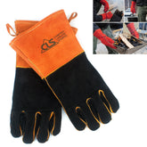 Outdoor BBQ Leather Men and Women Models High Temperature Insulation Thickening Long Welding Protective Gloves, CLS-BBQ